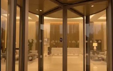 Hotel entrance with a revolving door